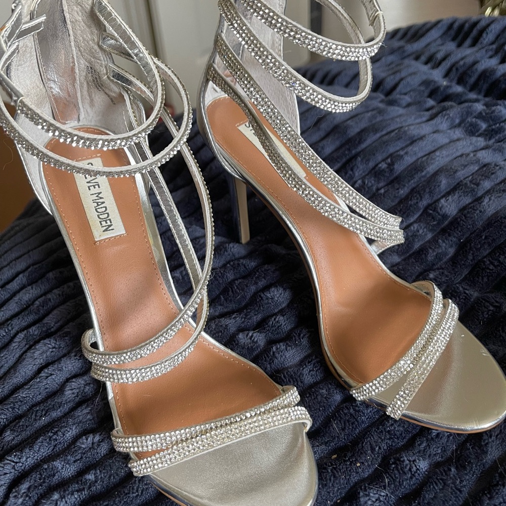 Steve Madden Silver Rhinestone Heels